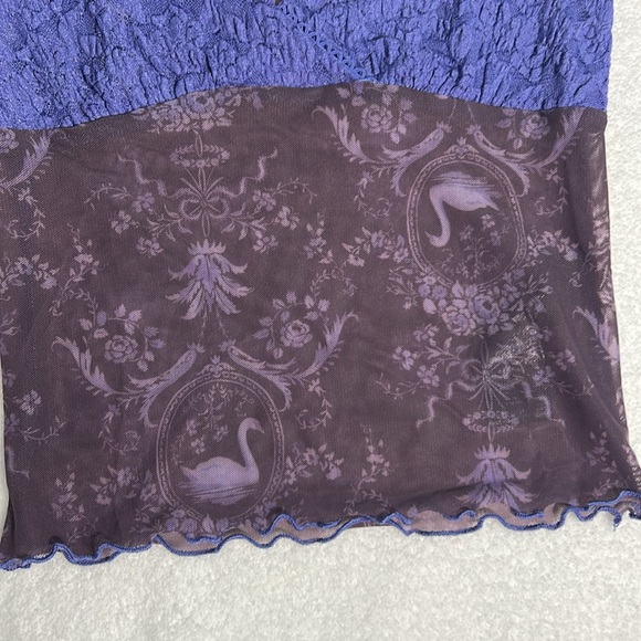 Kimchi Blue Small Top Clementine Femme Top purple mesh swan print purple - Picture 6 of 9